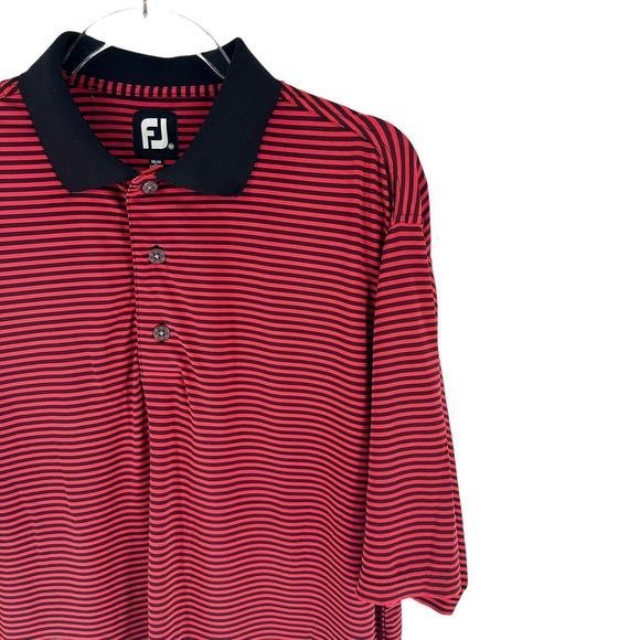 Footjoy Shirt Mens Medium Red Black Polo Golf Short Sleeve Performance Golfer - Picture 5 of 13